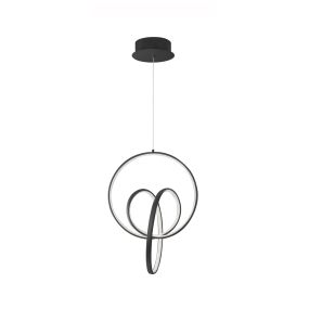Nova Luce Rings - Pendelleuchte - Ø 40 x 120 cm - 43W dimmbare LED inkl. - Sand schwarz