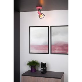 Lucide Pola - Aufbaustrahler 1L - 13 x 10,5 x 15 cm - rosa