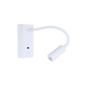 Artdelight Easy - Wandleuchte mit Schalter und USB-Anschluss - 6 x 32 x 14 cm - 3W LED inkl. - weiß