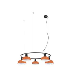 Faro Tatawin S - Pendelleuchte - Ø 90 x 100 x 210 cm - schwarz satiniert und rötlich orange glänzend