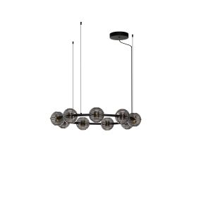 Nova Luce Las - Hängelampe - Ø 91 x 160 cm - 91W dimmbar LED inkl. - sand schwarz, gold und rauchgrau