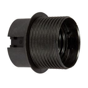 VK Lighting - Fassung E27 - Kunststoff - mit Gewinde & Flansch - Ø 4,0 x 4,5 cm - schwarz