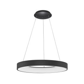 Nova Luce Rando Thin - Pendelleuchte - Ø 60 x 120 cm - 50W dimmbare LED inkl. - Sand schwarz - Lichtfarbe weiß