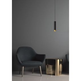 Lucide Floris - Pendelleuchte - Ø 5,9 x 182 cm - schwarz und Messing