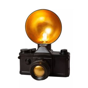 Lucide Extravaganza Camera - Tischleuchte - 22,5 x 16 x 30 cm - schwarz mit gold