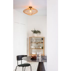 Lucide Magali - Deckenleuchte - Ø 56 x 31 cm - Rattan - hellbraun