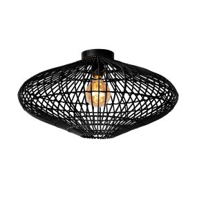 Lucide Magali - Deckenleuchte - Ø 56 x 31 cm - Rattan - schwarz