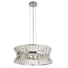 Searchlight Uptown - Decken-Pendelleuchte - Ø 50 x 150 cm - Chrom und transparent