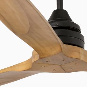 Faro ALO - Deckenventilator - Ø 152 x 26 cm - 6 Geschwindigkeiten - inkl. Fernbedienung mit Timer - helles Holz mit Schwarz