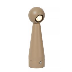 Lucide Ipsos - wiederaufladbare Tischleuchte - Ø 6 x 22 cm - 3W dimmbare LED inkl - taupe