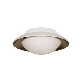 Artdelight Mush - Deckenleuchte für Badezimmer - Ø 25 x 9 cm - 10W LED inkl. - IP44 - weiß und Stahl
