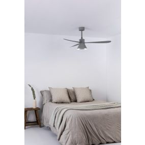 Faro Amelia - Deckenventilator - Ø 132 x 26 cm - 6 Geschwindigkeiten - 20W dimmbare LED inkl. - Fernbedienung mit Timer - grau