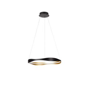 Nova Luce Dobi - Hängelampe - Ø 60 x 120 cm - 32W dimmbar LED inkl. - sand schwarz und Gold