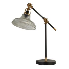 Searchlight Berwick - Tischleuchte - 24 x 67 cm - schwarz, messing und transparent