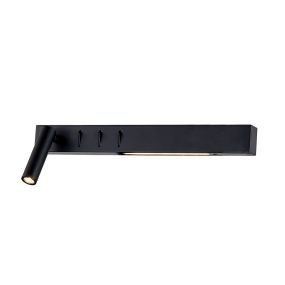 VK Lighting Bar - Wandleuchte mit Leselicht links - 40 x 17 x 5 cm - 3W + 2x6W LED inkl. - schwarz