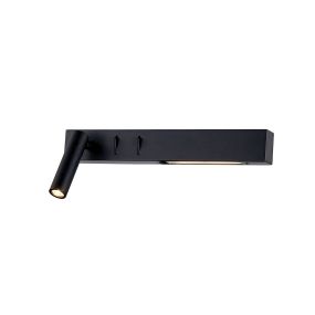 VK Lighting Bar - Wandleuchte mit Leselicht links - 30 x 17 x 5 cm - 3W + 6W LED inkl. - schwarz