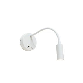 Artdelight Flex-USB - Wandleuchte mit Schalter und USB-Anschluss - Ø 11 x 34 cm - 3W LED inkl. - weiß