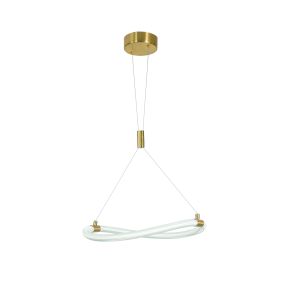 Nova Luce Cerelia - Hängeleuchte - Ø 40 x 120 cm - 15W LED inkl. - Messing gold und weiß