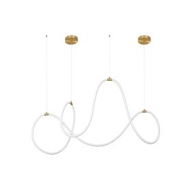 Nova Luce Cerelia - Pendelleuchte - 150 x 60 x 120 cm - 57W dimmbare LED inkl - Messing gold und weiß
