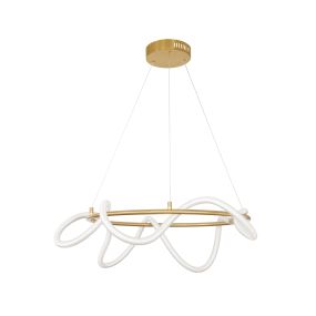 Nova Luce Cerelia - Pendelleuchte - Ø 60 x 120 cm - 34W dimmbare LED inkl - Messing gold und weiß