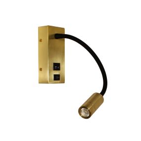 Artdelight Easy - Wandleuchte mit Schalter und USB-Anschluss - 6 x 32 x 14 cm - 3W LED inkl. - matt gold