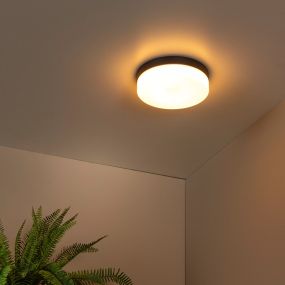 Lucide Biskit - Deckenleuchte mit Bewegungssensor - Ø 28 x 7,5 cm - 18W LED inkl. - IP44 - schwarz