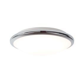 Searchlight Bathroom Flush - Badezimmer-Deckenleuchte - Ø 30 x 8,5 cm - 12W dimmbare LED inkl - IP44 - Chrom