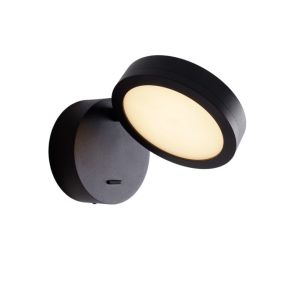 Maxlight Ibiza - Wandanbauleuchte mit Schalter - Ø 9 x 16 cm - 6W LED inkl. - schwarz