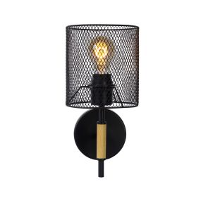 Lucide Baskett - Wandleuchte - 15 x 20 x 32 cm - schwarz und hellbraun