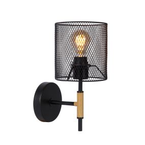 Lucide Baskett - Wandleuchte - 15 x 20 x 32 cm - schwarz und hellbraun