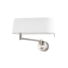 Faro - Wandleuchte mit Schalter - 31,5 x 11 x 23 cm - 11W LED inkl. - Nickel satiniert