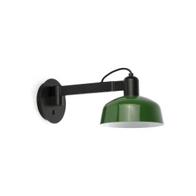 Faro Tatawin - Wandleuchte - Ø 18,4 x 38 x 15 cm - schwarz satiniert und grün glänzend