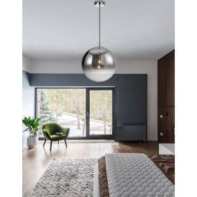 Nova Luce Ficato - Pendelleuchte - Ø 40 x 120 cm - rauchfarben und chrom