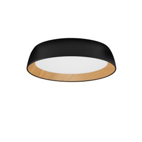 Nova Luce Sigi - Deckenleuchte - Ø 45 x 10 cm - 40W dimmbar LED inkl. - sand schwarz und Holz