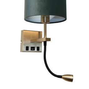 Artdelight Quad USB - Wandleuchte mit Doppelschalter und USB-Anschluss - 18 x 11 x 11 cm - 3W LED inkl. - matt gold