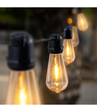 New Garden ST64 LED  - Ø 6,3 x 14 cm - E27 - Set mit 10 LED-Lampen - 1,5W nicht dimmbar - 1800K - amberfarben