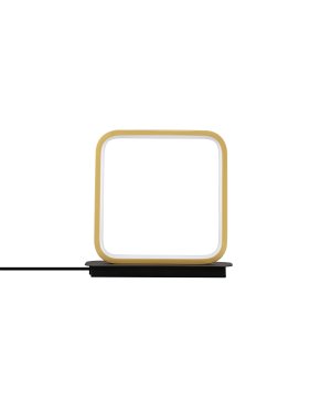 Nova Luce Imar - Tischleuchte mit Schnurschalter - 22 x 22 x 8 cm - 13W LED inkl. - sand schwarz und gold