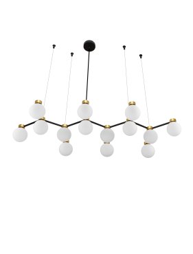 Nova Luce Ovalino - Hängelampe - 107 x 157 x 47 cm - gold satiniert, matt schwarz und Opal weiß