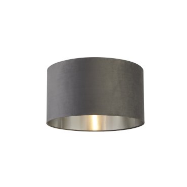 Searchlight Drum Shade - lampenschirm - Ø 50 x 28 cm - dunkelgrau und gebürstetes silber