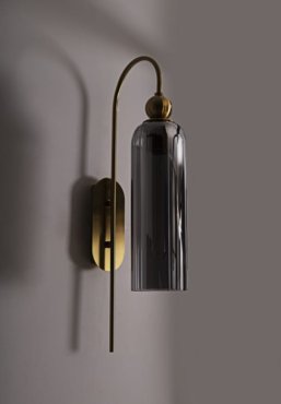 Maxlight Campanila - Wandanbauleuchte - 22 x 56 cm - Messing und Rauchglas