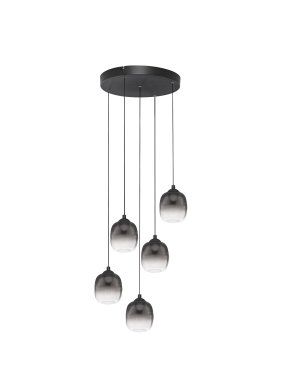 Nova Luce Kita - Hängelampe - Ø 43 x 150 cm - 28W LED inkl. - Sand Schwarz und rauchglas