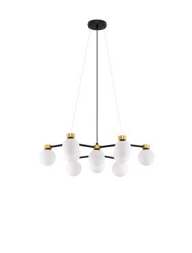 Nova Luce Ovalino - Hängelampe - Ø 66 x 148 cm - gold satiniert, matt schwarz und Opal weiß