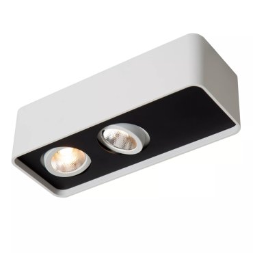 Lucide Angular - Deckenspot - 18 x 7 x 5 cm - 2x 6W dimmbare LED inkl - weiß mit schwarz