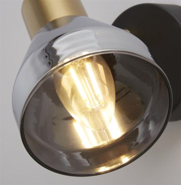 Searchlight Westminster - Aufbaustrahler 1L - 9 x 17 cm - schwarz, satiniertes Messing und Rauchglas