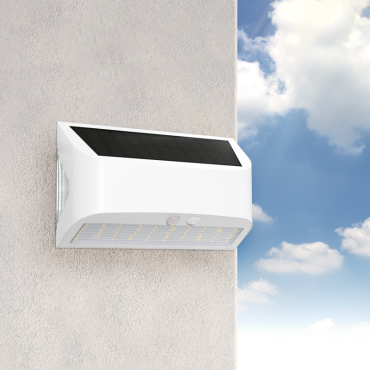 Century Italia Arcadia Max -  solarbetriebene Außenwandleuchte mit Sensor - 18 x 6,2 x 11,3 cm - 6W LED inkl. - IP65 - weiß