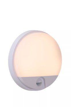 Lucide Hups IR - Außenwandleuchte mit Sensor - Ø 21 x 4,9 cm - 10W LED inkl. - IP54 - weiß