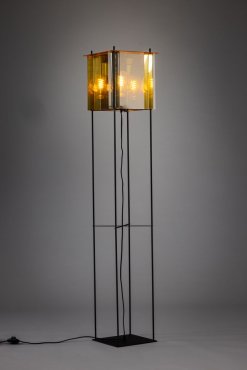 ETH Cube - stehleuchte - 30 x 30 x  160 cm - schwarz, gold und silber