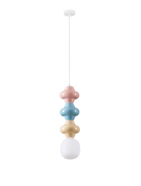 Nova Luce Clio - Hängelampe - Ø 18 x 240 cm - rosa, blau,  gelb, weiß und Opalglas
