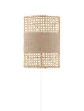 Nova Luce Lum - wandleuchte - 20,5 x 29 x 11 cm - natürliches Rattan, braun und weiß
