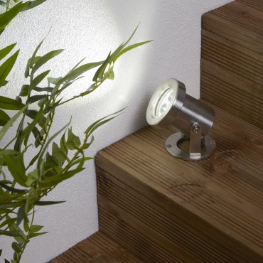 Searchlight Outdoor - Bodenstrahler - 8 x 9 cm - 3W LED inkl - IP65 - Edelstahl